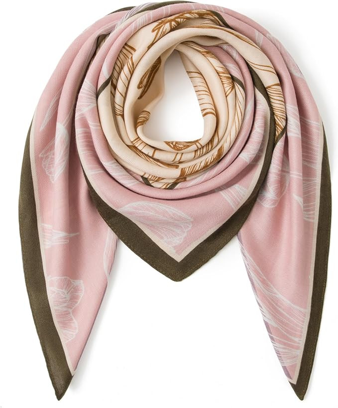 Wool Feel Square Scarf Wrap - Featherlight & Wrinkle-Free, 35"x35" Shawl for Travel & Office. Rea... | Amazon (US)