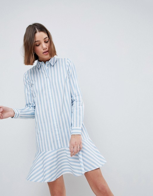 ASOS Cotton Shirt Dress with Pephem In Stripe | ASOS UK