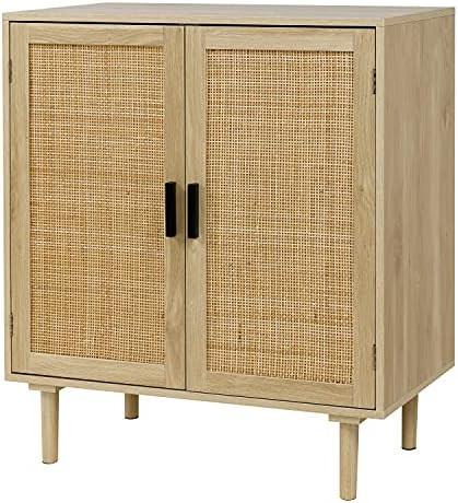 Finnhomy Sideboard Buffet Kitchen Storage Cabinet with Rattan Decorated Doors, Dining Room, Hallw... | Amazon (US)