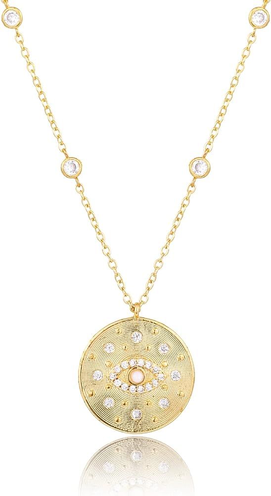RACHEL Rachel Roy Evil Eye Necklace for Women,14K Real Gold Plated Brass with Cubic Zirconia Pend... | Amazon (US)