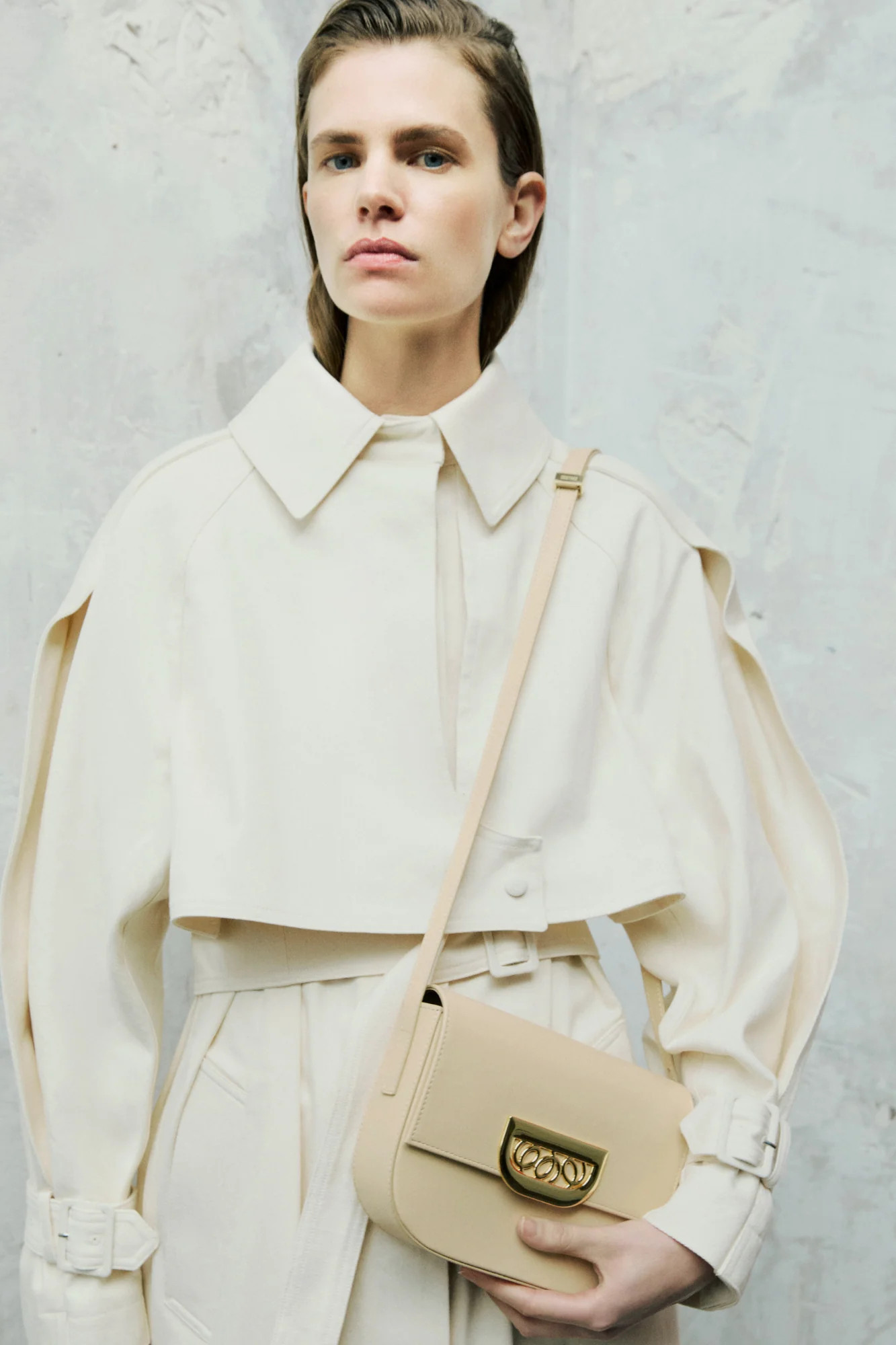 DENIM ECRU Belted Trench Coat | COUPER