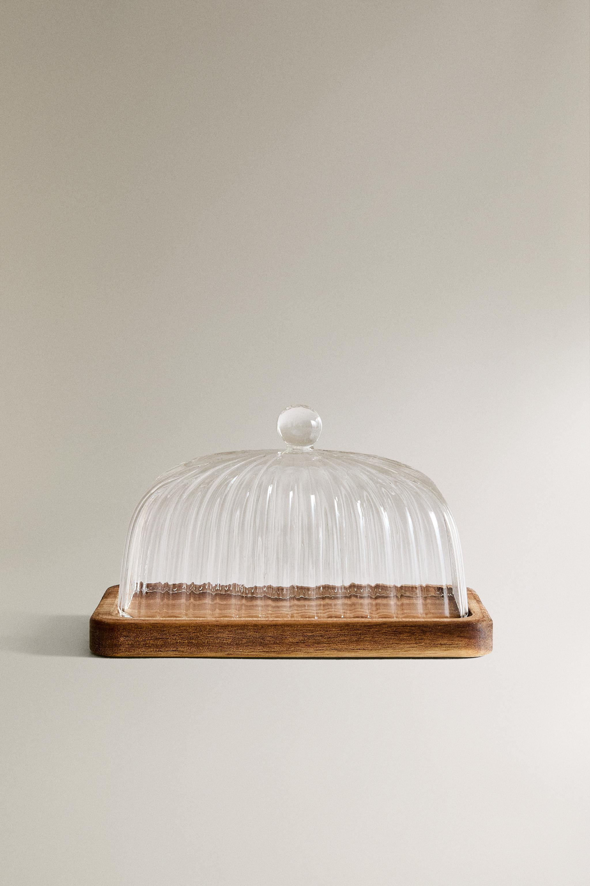 BOROSILICATE GLASS AND WOOD BUTTER DISH | Zara UK