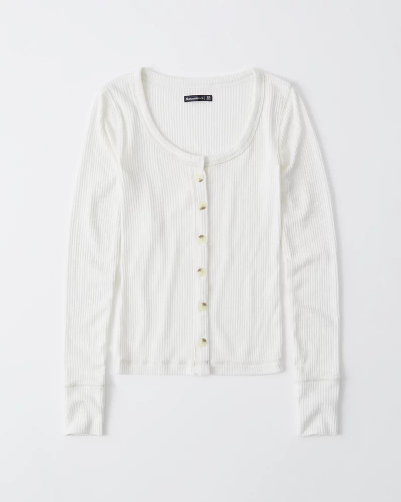 Long-Sleeve Button-Up Top | Abercrombie & Fitch US & UK
