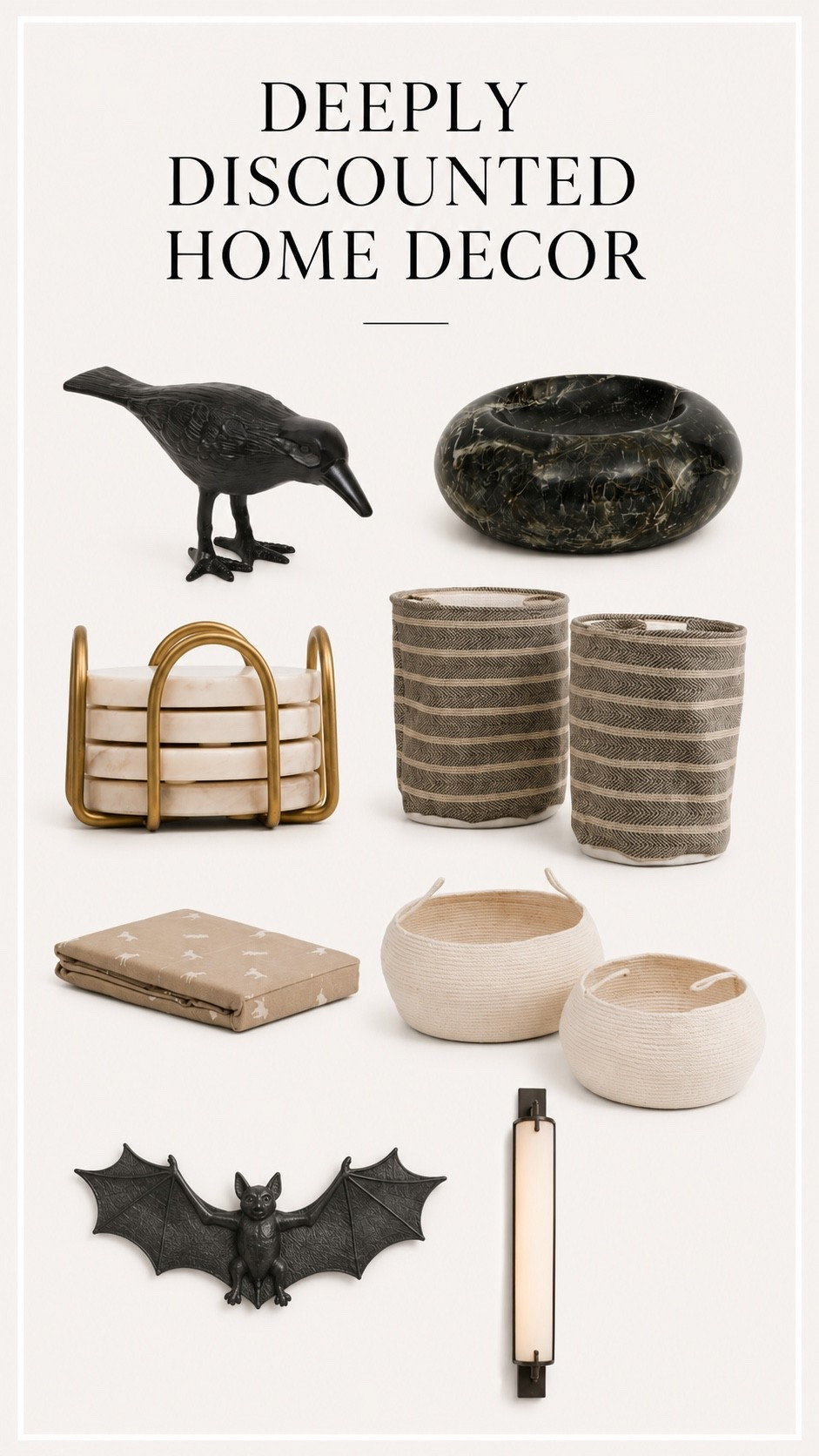 Deeply Discounted Home Decor Finds

The best designer-inspired home decor deals I’ve found! This collection mixes timeless neutrals with a few subtle seasonal pieces—think marble accents, woven baskets, modern lighting, and matte black decor that blends beautifully into any home. These deeply discounted finds won’t stay in stock for long, so if you see something you love, I’d grab it now.

#LTKHome #LTKSeasonal #LTKSaleAlert