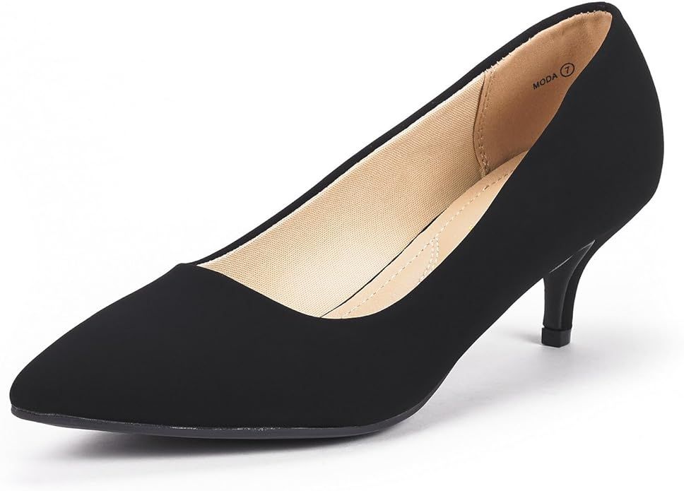 Amazon.com | DREAM PAIRS Women's Moda Black Nubuck Low Heel D'Orsay Pointed Toe Pump Shoes Size 1... | Amazon (US)