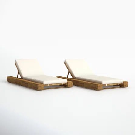 Donnie 76.75" Long Reclining Acasia Chaise Lounge Set with Cushion | Joss & Main | Wayfair North America