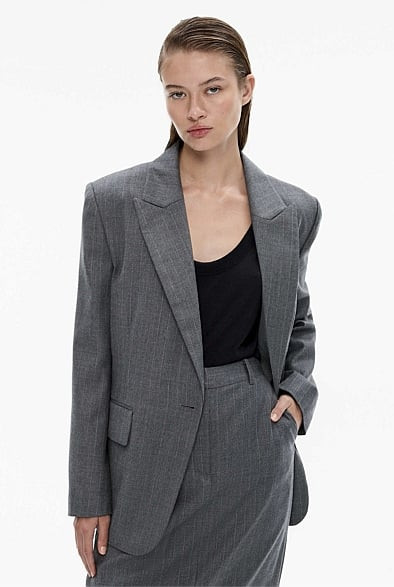 Wool Blend Pinstripe Blazer | Witchery (AU)