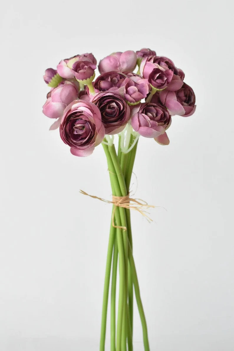 10 Faux Pale Purple Ranunculus Stem Bundle - Etsy | Etsy (US)