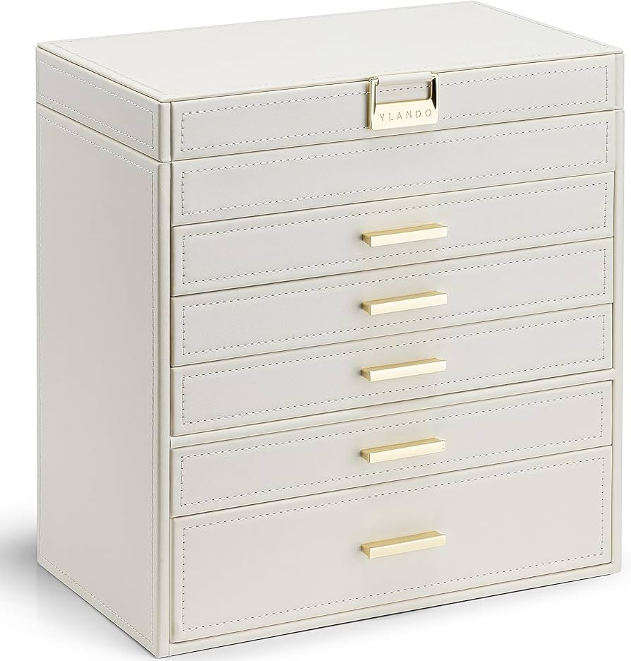 Vlando 6 Layer Large Jewelry Box - Jewelry Holder Organizer, Jewelry Box Organizer for Drawer Nec... | Amazon (US)