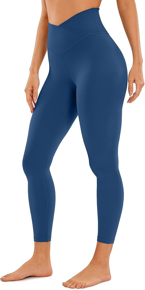 CRZ YOGA Womens Butterluxe Cross Waist Workout Leggings 25" / 28" - V Crossover High Waisted Gym ... | Amazon (US)