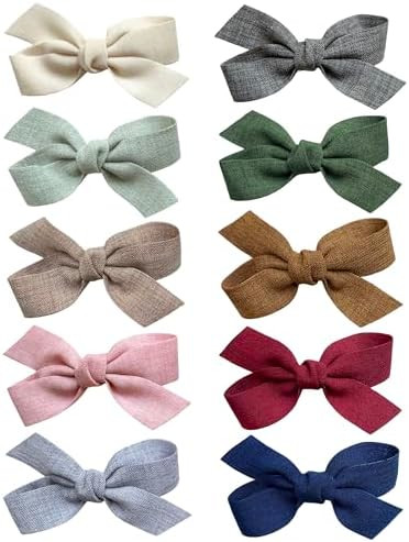 Baby Girls Hair Bows Clips, 10pcs Boutiques Barrettes Fully Lined Alligator Clips Hair Accessorie... | Amazon (US)