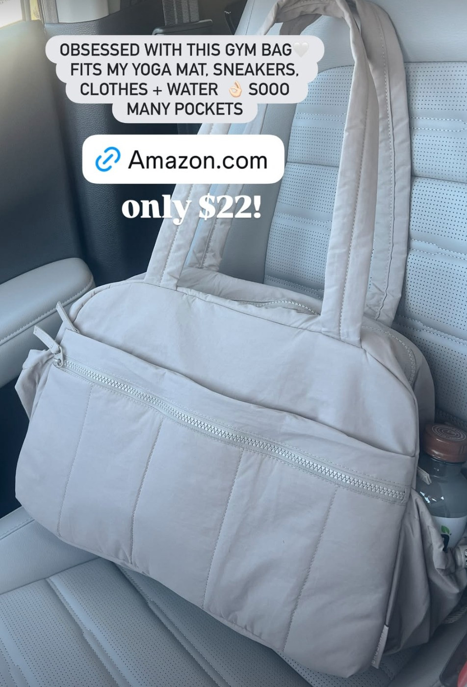 Obsessed with this gym bag. Fits my yoga mat, sneakers, clothes + water. So many pockets.  

 #LTKGiftGuide #LTKHoliday #LTKFindsUnder50