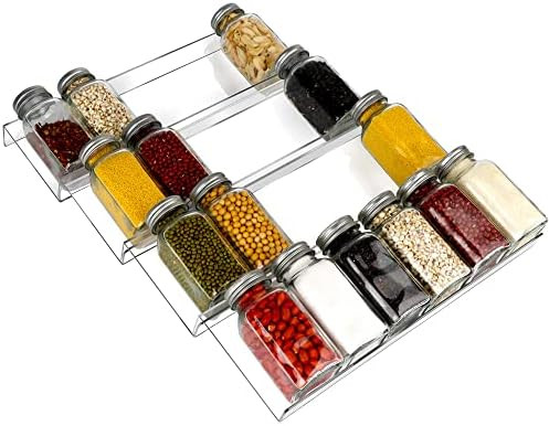 4 Pcs 13"¼ Acrylic Spice Drawer Organizer Spice Rack Tray Come with Silicone Non-slip Pads for K... | Amazon (US)