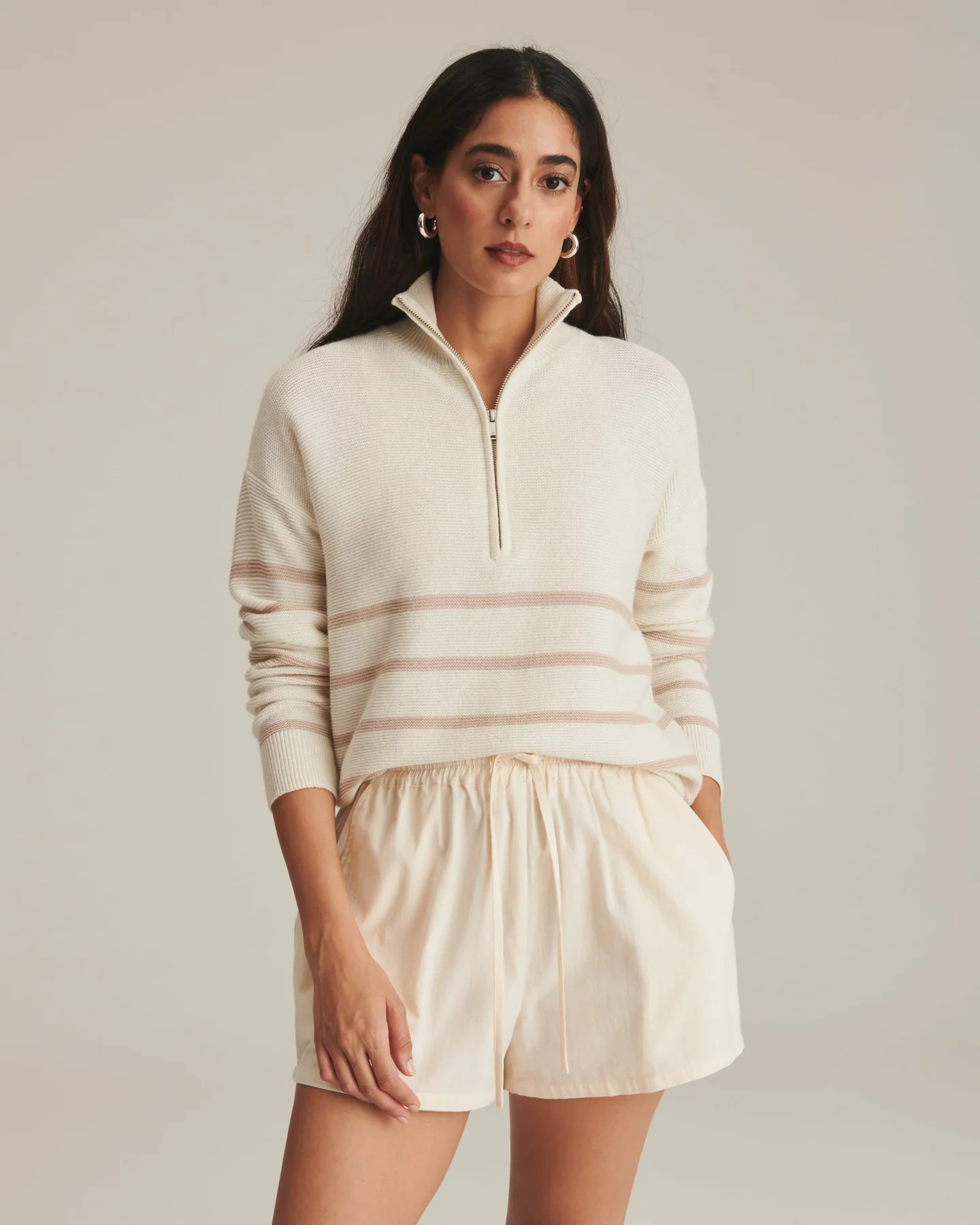 Textured Striped Quarter Zip | NAADAM