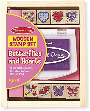 Melissa & Doug Butterfly and Heart Wooden Stamp Set: 8 Stamps and 2-Color Stamp Pad | Amazon (US)