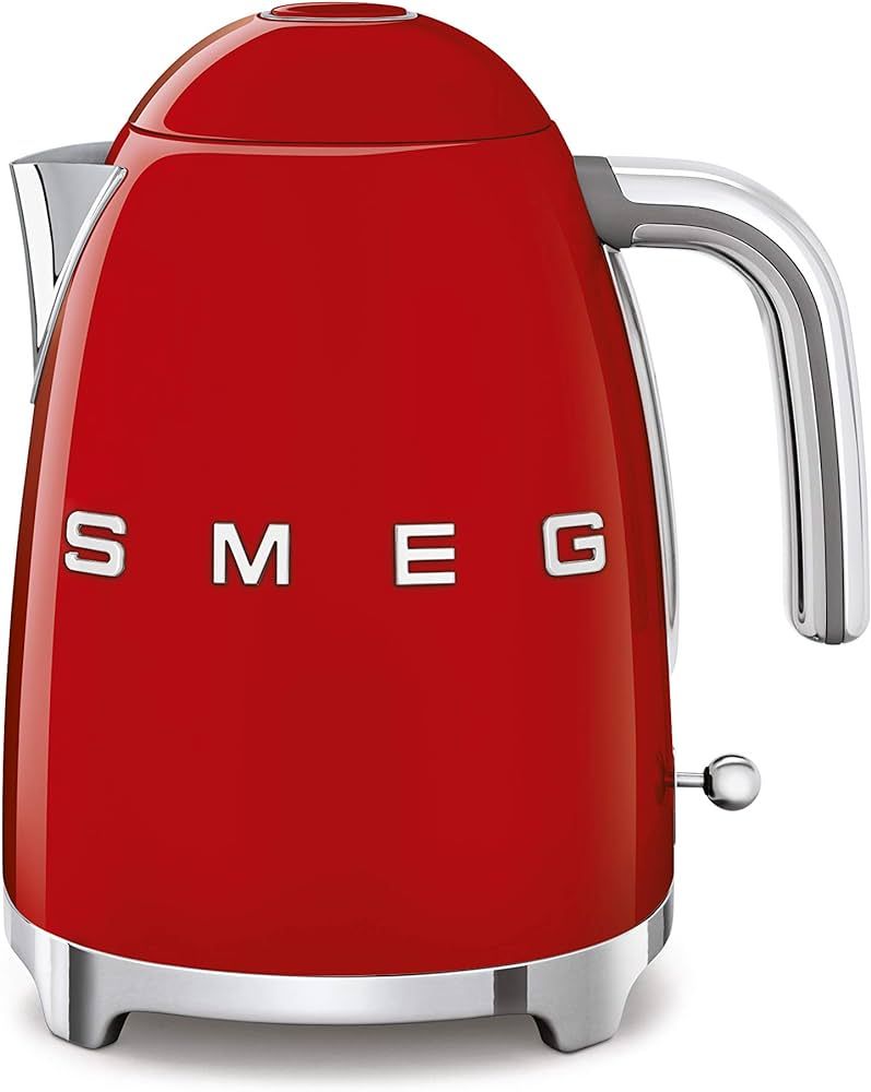 Smeg KLF03RDUS 50's Retro Style Aesthetic Electric Kettle with Embossed Logo, Red | Amazon (US)