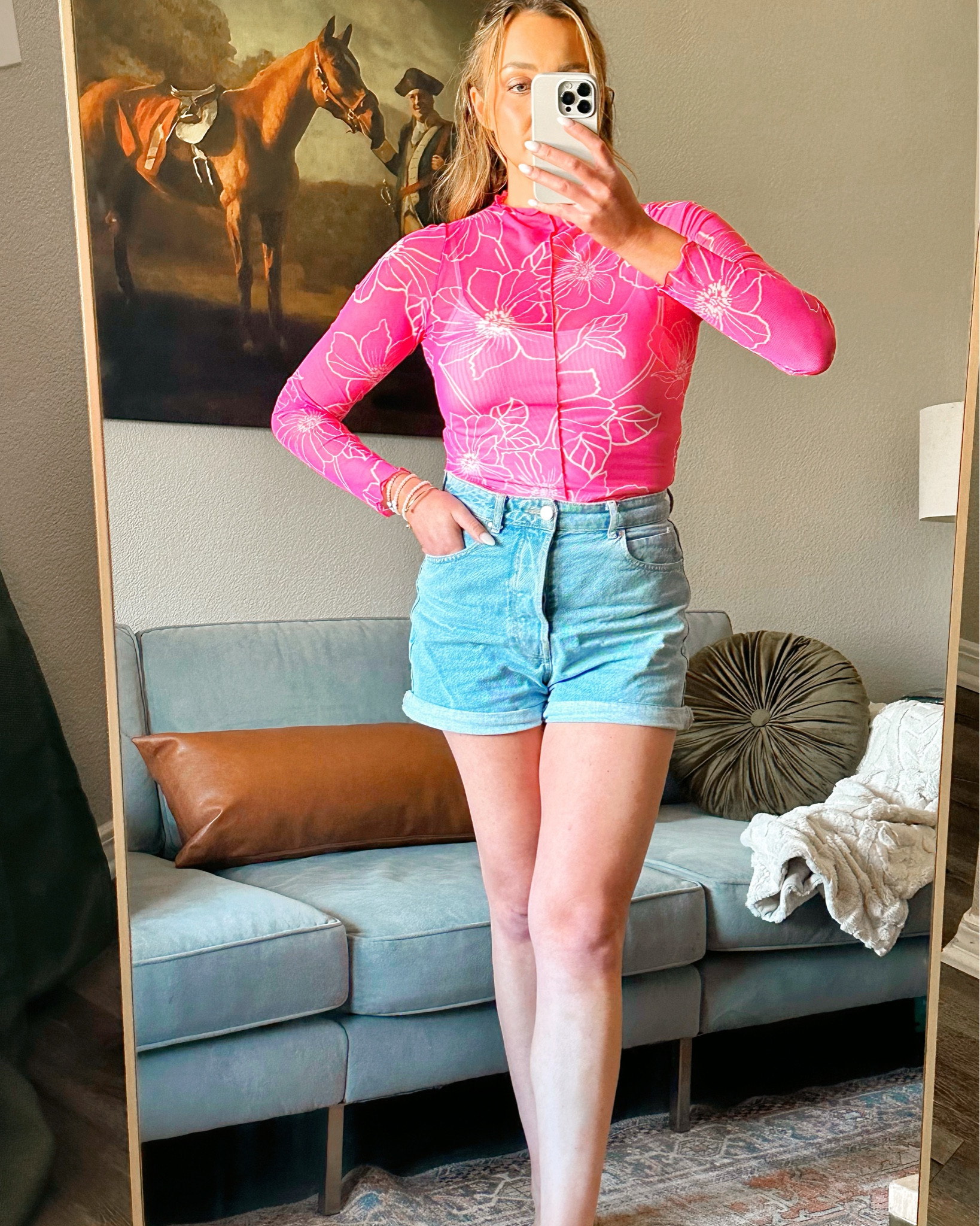 I love this top from Vici because it’s so wearable in the summer with how breathable the material is and it’s great to wear when on camera from the waist up, with the floral details and lettuce hem, so it’s perfect for when I’m podcasting and live on YouTube under the hot lights of my studio.
Size M top and size 28 shorts

#LTKStyleTip #LTKSummerSales #LTKFindsUnder100