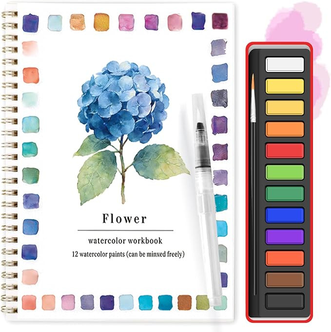 Watercolor Workbook Set,Water Coloring Book Set,12 Different Patterns of Original DIY Designs,12-... | Amazon (US)