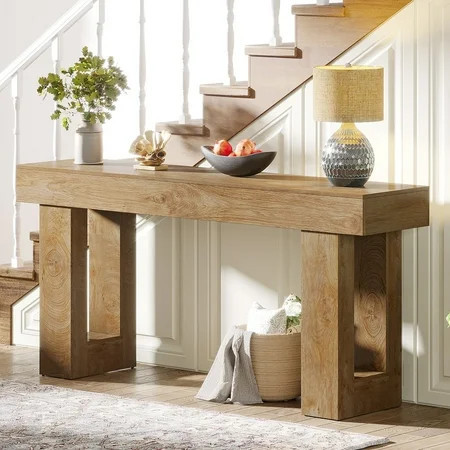 Tribesigns 63-Inch Long Console Table, Farmhouse Wooden Sofa Table Behind The Couch, Entryway Table for Entrance, Hallway, Living Room, Natural | Walmart (US)