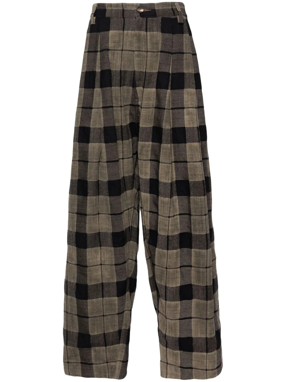Ziggy Chen Checked straight-leg Trousers | Grey | FARFETCH UK | Farfetch Global