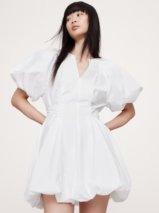 Cotton Poplin Bubble-Hem Mini Dress | Banana Republic (US)