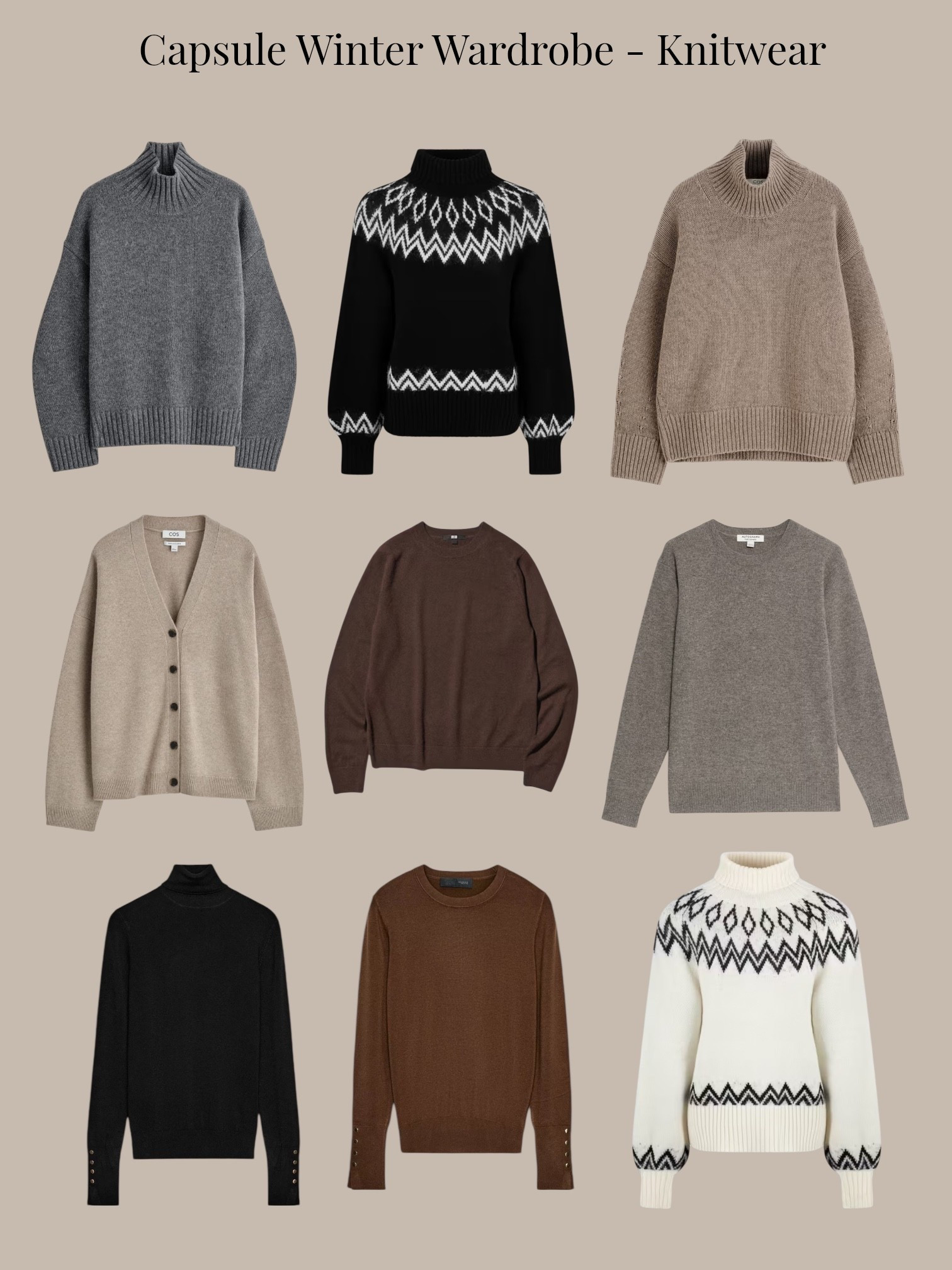 Winter Capsule Wardrobe Part 2 - Knitwear 🤎

I mainly buy my knitwear from Cos, John Lewis, Uniqlo, Zara and M & S - I try to buy cashmere where possible, wool but I also love a Zara basic knit too! 

#LTKstyletip #LTKwinter #LTKover50style