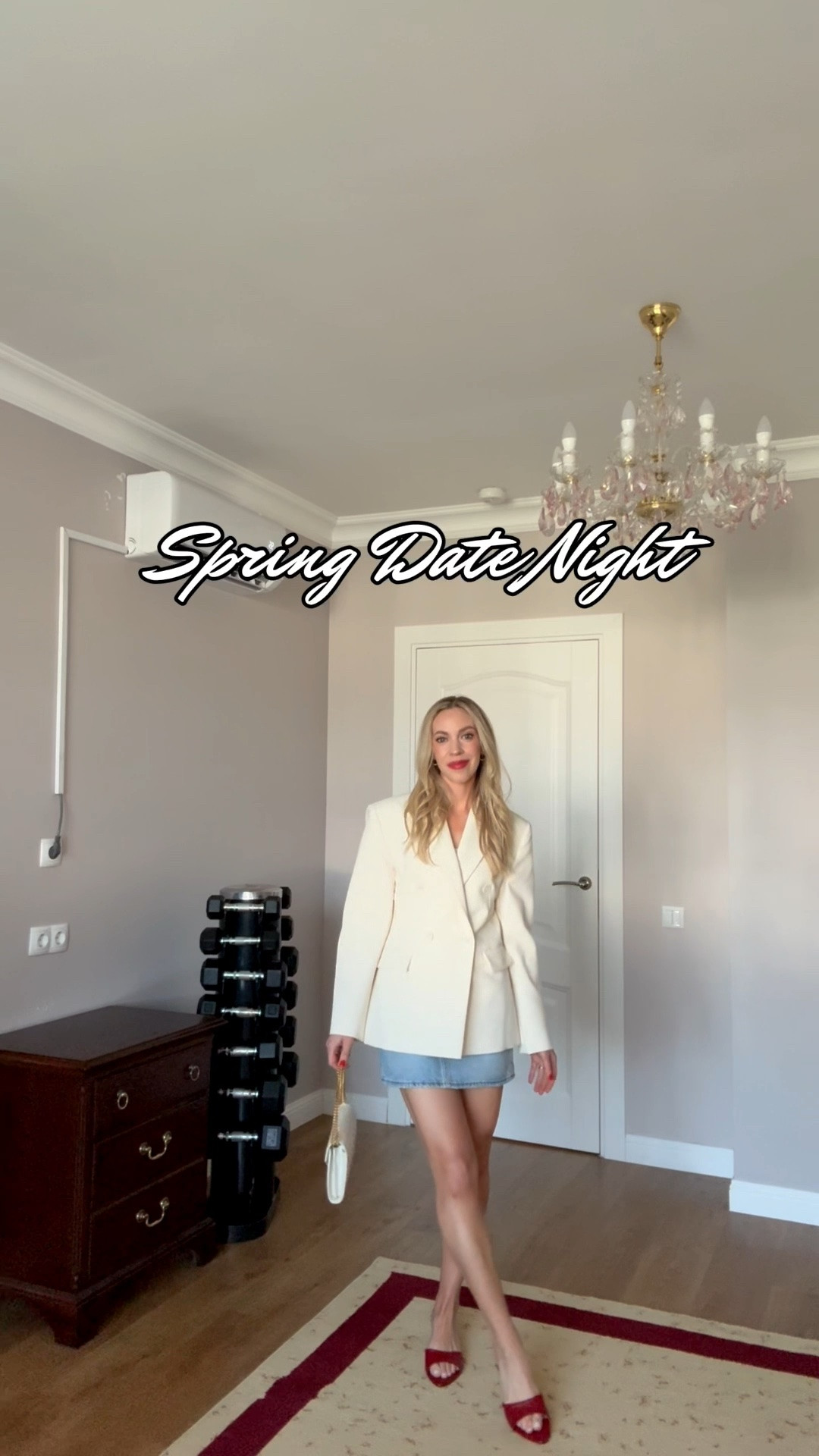 Spring date night, white blazer, denim mini skirt, red mule sandals, blazer with mini skirt outfit

#LTKgrwm #LTKOver40 #LTKSaleAlert