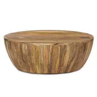Poly and Bark Goa 36 in. Natural Medium Round Wood Coffee Table HD-LR-571-NAT | The Home Depot