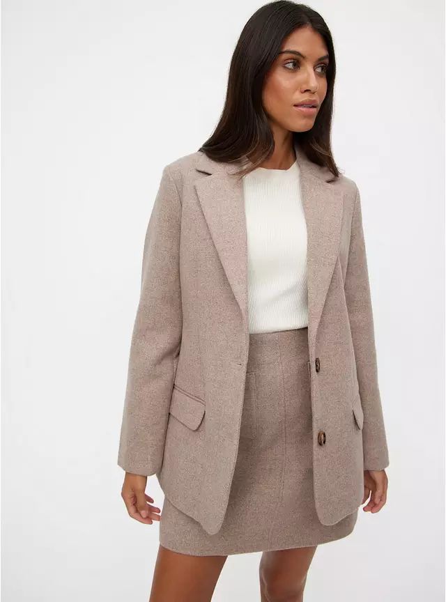 Buy Neutral Melange Coord Twill Textured Blazer 24 | Blazers | Tu | Tu Clothing