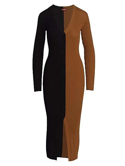 STAUD Shoko Colorblock Body-Con Sweaterdress | Saks Fifth Avenue