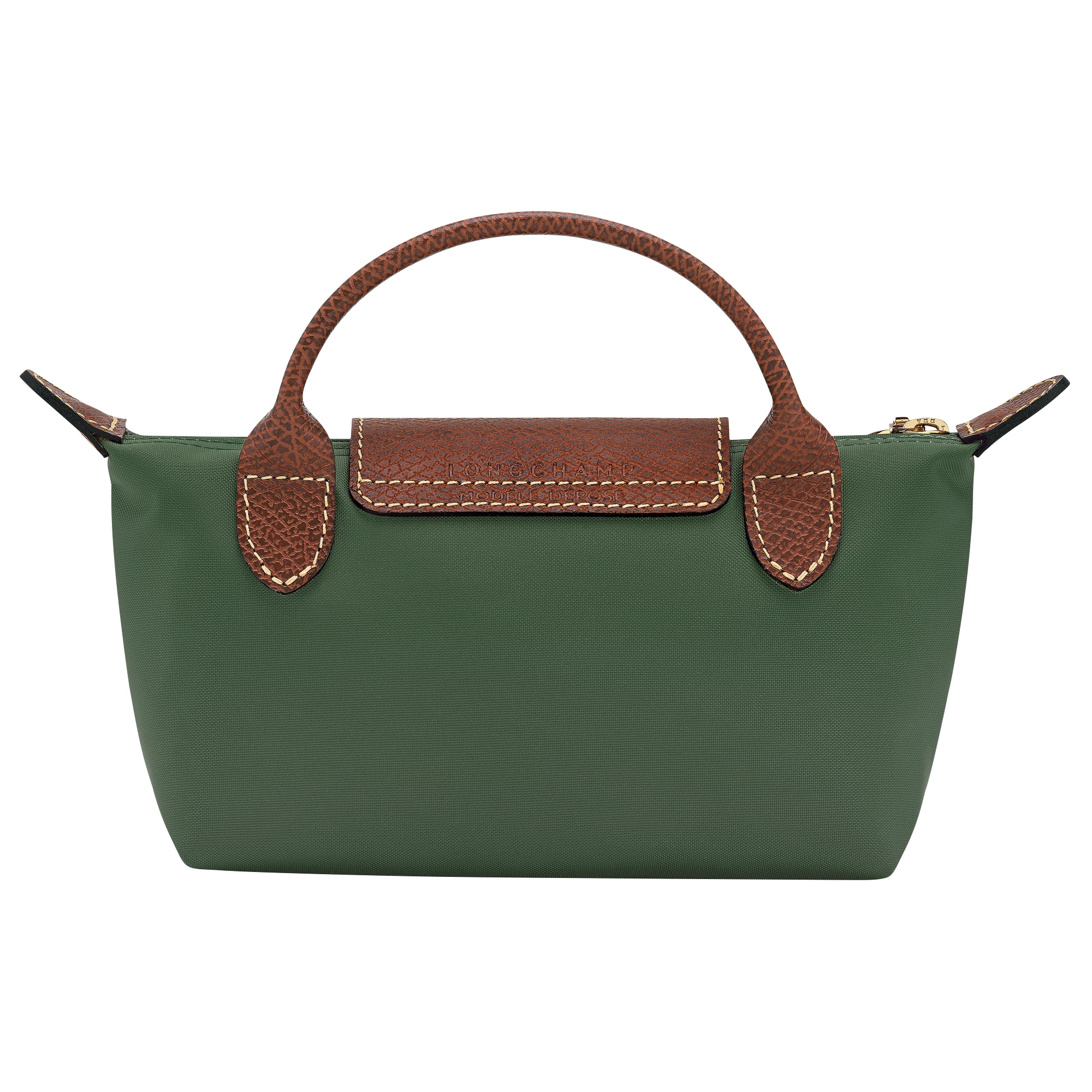 Le Pliage Original Pouch with handle British Green - Recycled canvas | Longchamp US | Longchamp