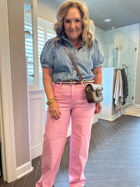 Get the pink jeans. Wearing a 12 reg length. They are long. But I like that. 

My top is pretty limited in sizing. Linking a few chambray options  

Spring denim old navy JCREW summer outfits 

#LTKsalealert #LTKover40 #LTKfindsunder100