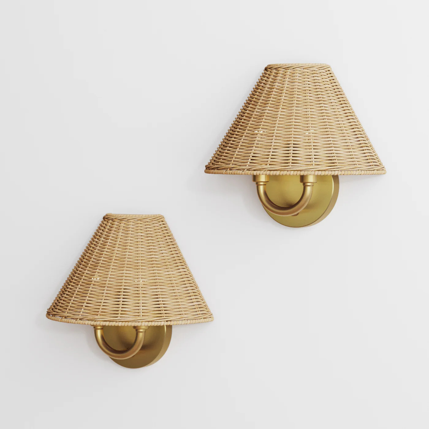 Modern Farmhouse Wall Light with Rattan Shade (Set of 2) | Nathan James