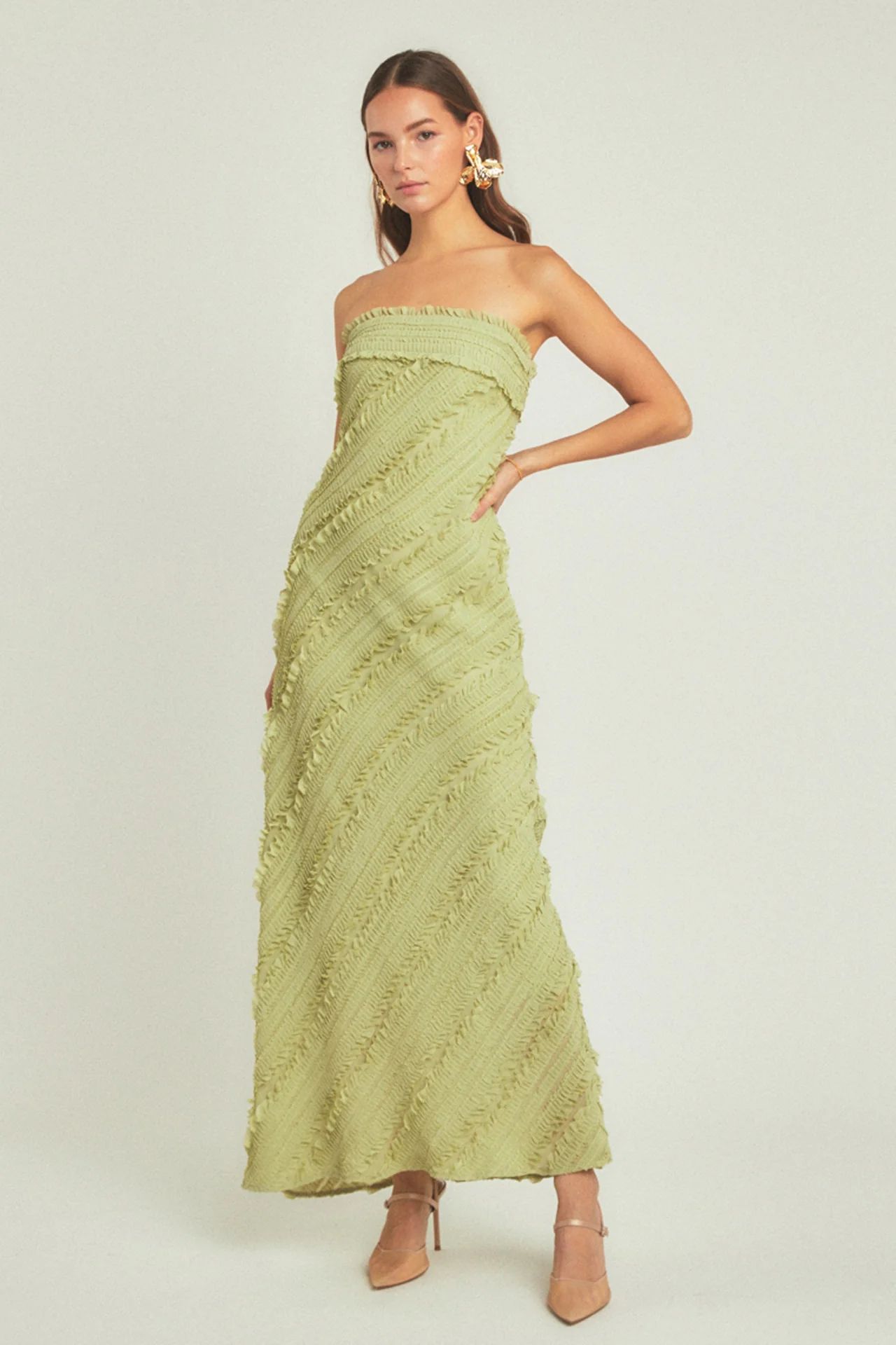 Strapless Ruffled Maxi Dress | OBJECTRARE
