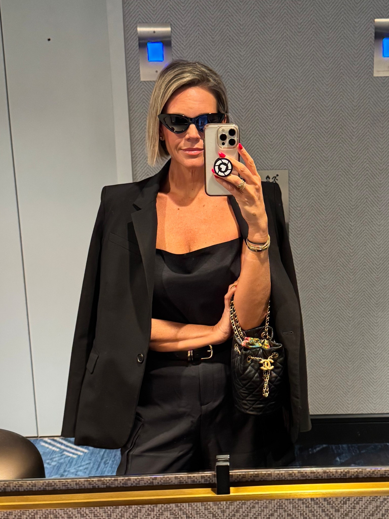 Black on black short set for dinner. Amazon sunnies  

#LTKFindsUnder100 #LTKWorkwear #LTKParties