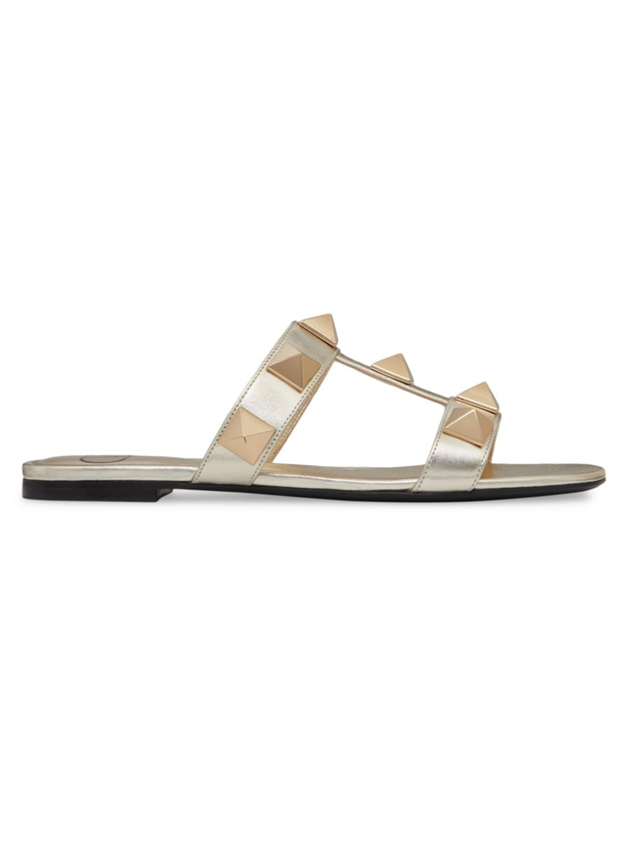 Roman Stud Metallic Nappa Slide Sandals With Matching Studs | Saks Fifth Avenue