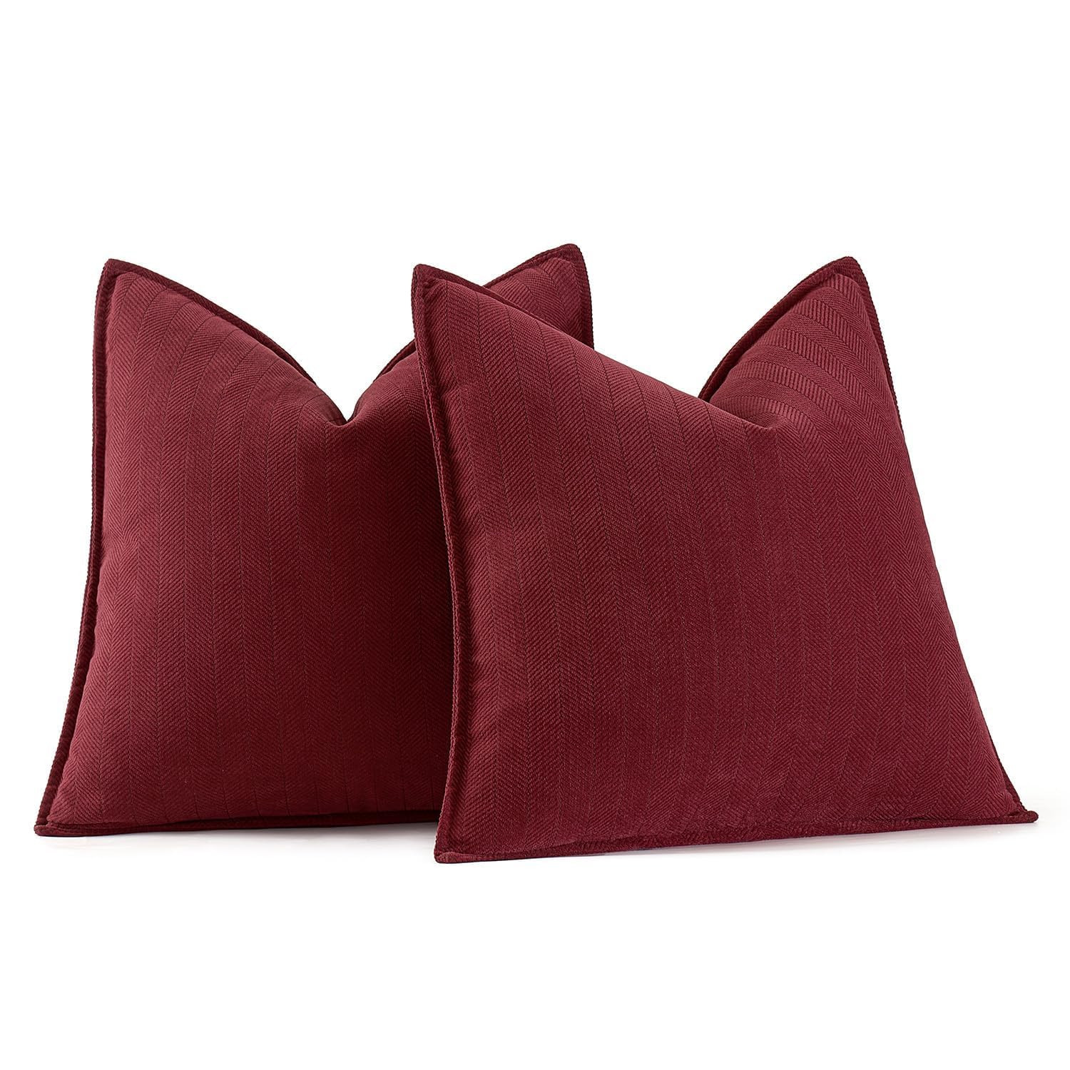 MIULEE Pack of 2 Christmas Burgundy Decorative Pillow Covers 18x18 Inch Soft Chenille Luxurious C... | Amazon (US)