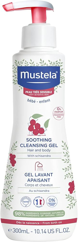Mustela Baby Soothing Cleansing Gel - Fragrance-Free Hair & Body Wash for Very Sensitive Skin - w... | Amazon (US)