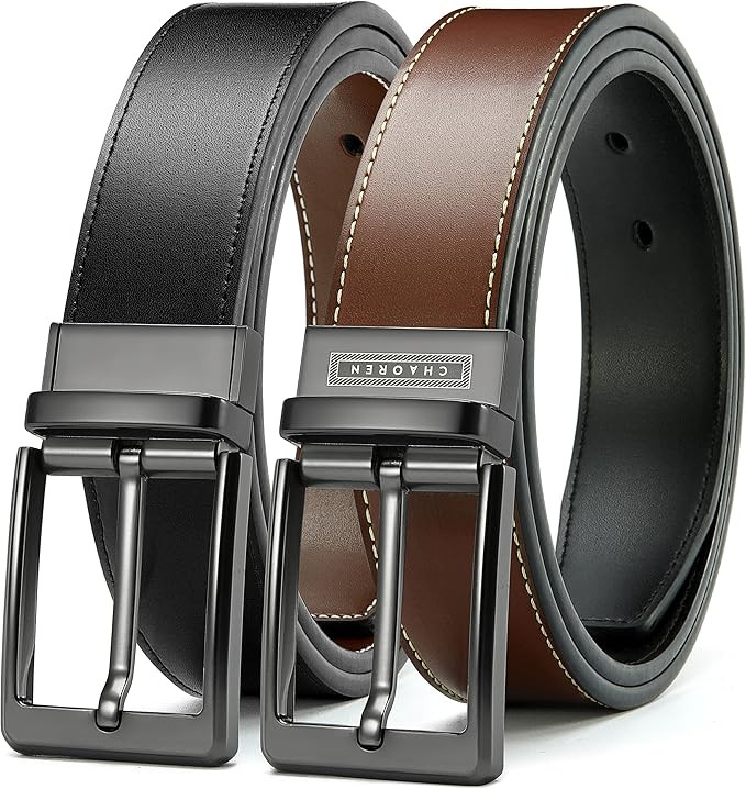 CHAOREN Reversible Belt for Men - Mens Belt Leather 1 3/8" Black & Brown for Dress Pants - Adjust... | Amazon (US)