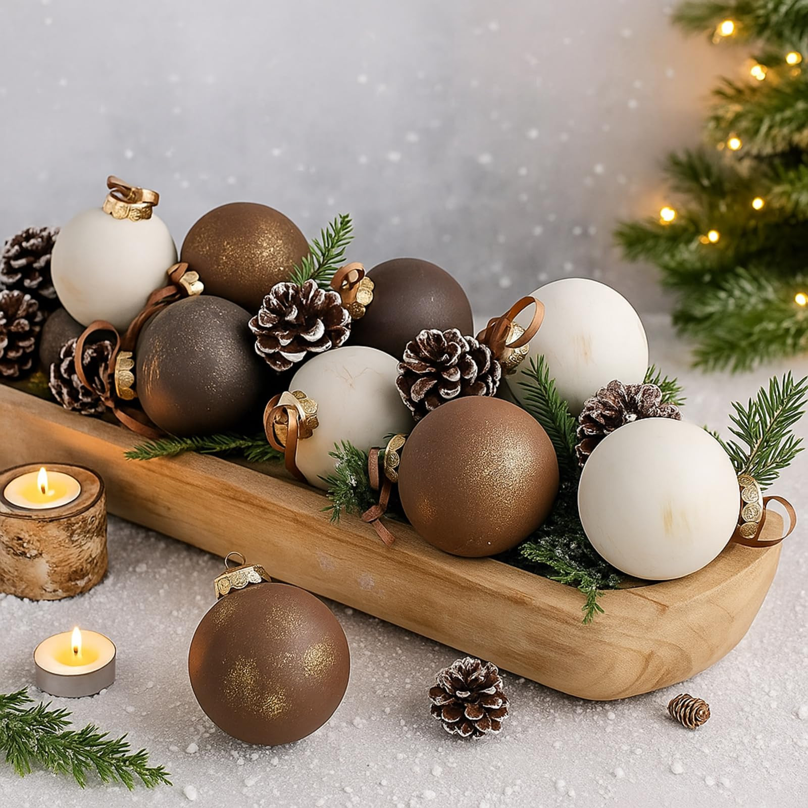 Yunlly 12 Pcs Textured Christmas Ball Ornaments 2.36'' Neutral Christmas Tree Decor Modern Vintag... | Amazon (US)