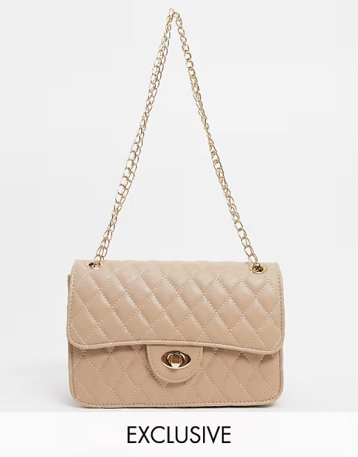 My Accessories London Exclusive quilted chain cross body bag in camel | ASOS | ASOS (Global)