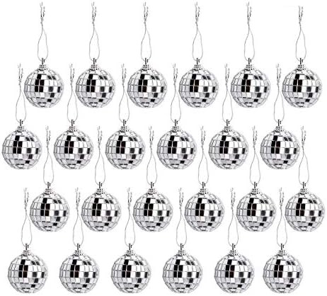 24 Pcs Silver Disco Mirror Ball for Party Decoration, Christmas Tree Wedding Birthday Party Ornam... | Amazon (US)