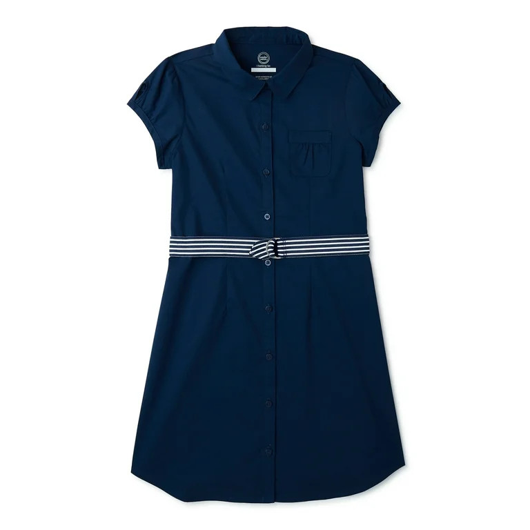 Wonder Nation Girls School Uniform Button-Up Shirt Dress, Sizes 4-16 - Walmart.com | Walmart (US)
