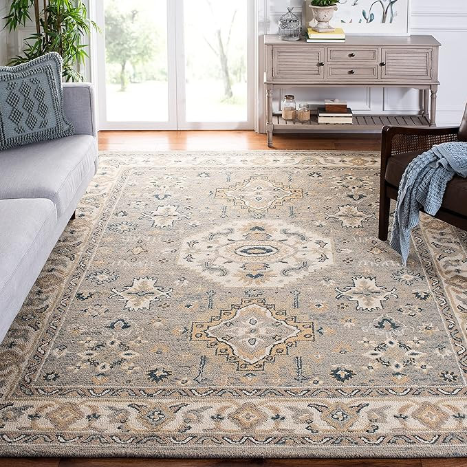 SAFAVIEH Aspen Collection Area Rug - 9' x 12', Moss & Ivory, Handmade Traditional Wool, Ideal for... | Amazon (US)