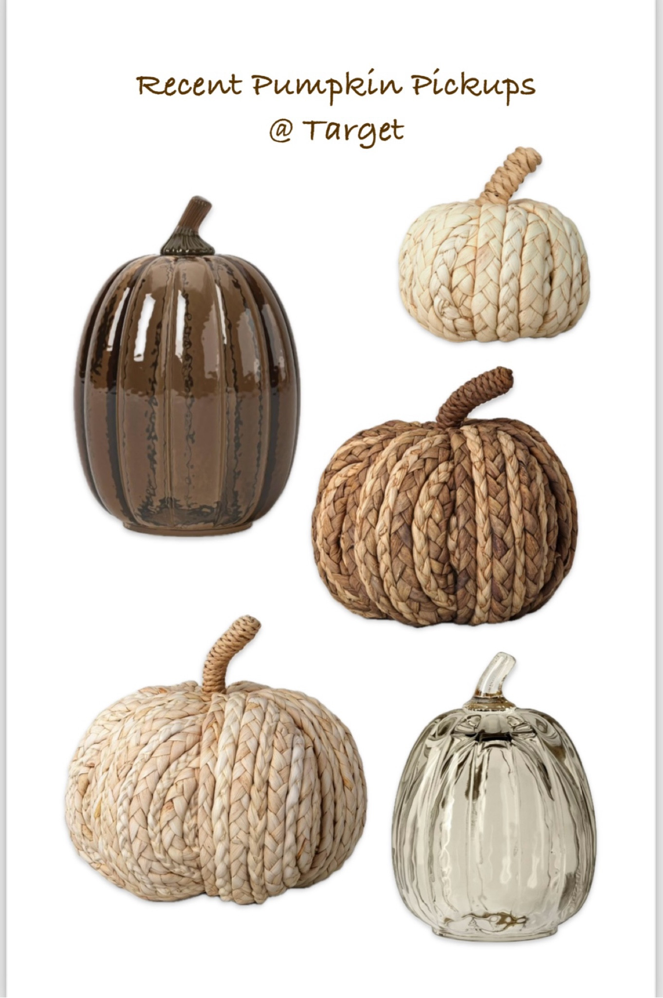 Pumpkin fall decor from Target!! 
I have a few woven pumpkins from a few years ago (similar linked) 
And recently picked up the amber glass pumpkin! 

#LTKSeasonal #LTKHome