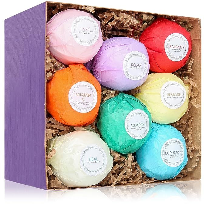 HanZá 8 Bath Bombs Gift Set Ideas - Vegan Gifts for Women, Mom, Girls, Teens, Her, Mothers, Wife... | Amazon (US)