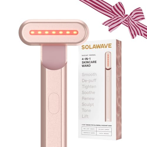Solawave 4-in-1 Red Light Therapy Wand for Face & Neck | Beauty Device with Galvanic Current, Massager & Warmth | Anti-Aging, Wrinkle Reduction, Skin Tightening, Depuffing & Rejuvenation (Rose Gold) | Amazon (US)