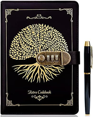 Lock Diary & Pen Set,PU Leather Locking Journal Writing Notebook Vintage Lock Planner Personal Di... | Amazon (US)