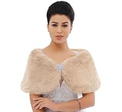 JAKAWIN Women’s Faux Rabbit Fur Wraps and Shawls Bride Wedding Fur Stole Bridal Fur Shrug for W... | Amazon (US)