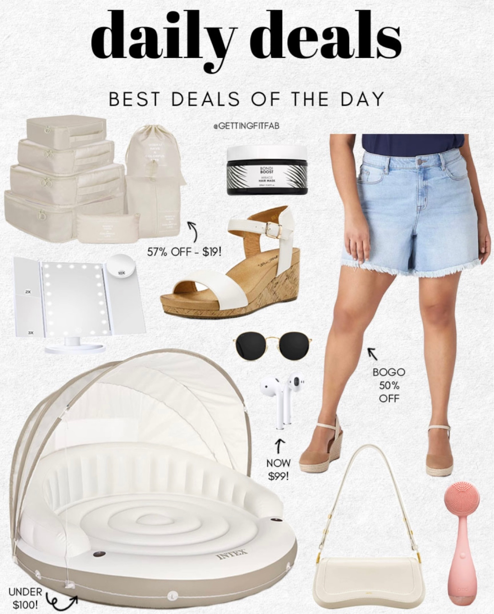 The best deals today! BOGO 50% off plus size denim shorts, the coolest lounge pool float under $100, packing cubes under $20, cute summer wedges and more! 

#dailydeals #plussizefashion #plussizesummerfashion #denimshorts #amazonfinds #amazondeals 

#LTKsalealert #LTKstyletip #LTKSeasonal